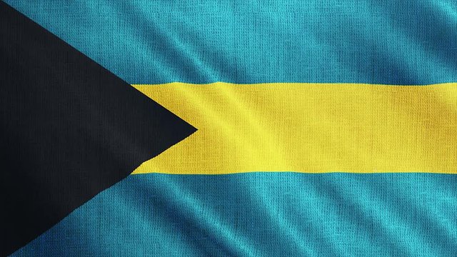 Bahama flag is waving 3D illustration. Symbol of Bahamian national on fabric cloth 3D rendering in full perspective.