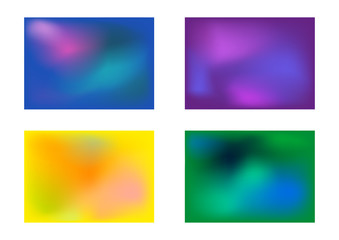 Set of colorful backgrounds. Collection of horizontal color templates. Blue, purple, yellow, green. Colour vector illustration.
