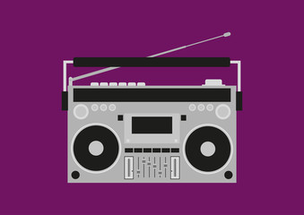 Old cassette recorder. Retro boombox. Vector illustration.