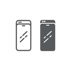 Slider smartphone line and glyph icon, technology and communication, mobile phone sign, vector graphics, a linear pattern on a white background.