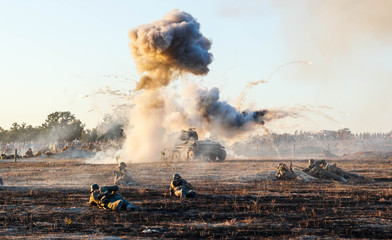 Explosions, fire and smoke