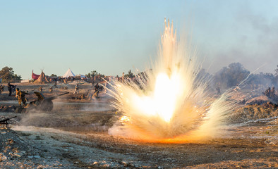 Explosions, fire and smoke