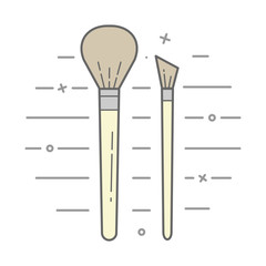 Vector linear illustration of make up brushes. Beauty make up icon. Modern colored make up brushes line icon. Vector eps 10