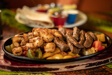 Chicken fajitas close up
