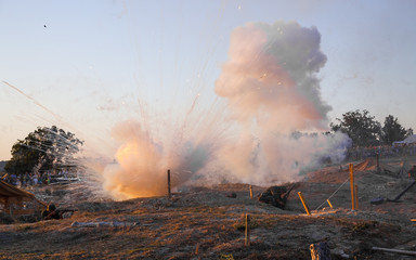 Explosions, fire and smoke, war