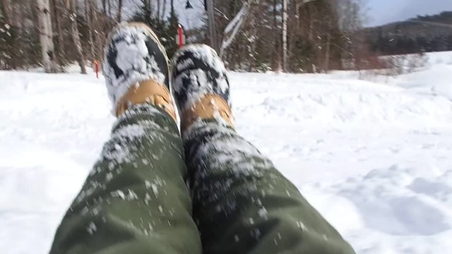 glissade en hiver