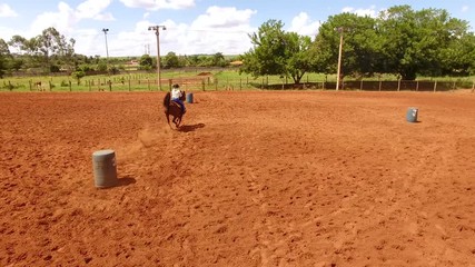 Horse riding. Drum test training