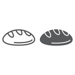 Bread line and glyph icon, bakery and food, pastry sign, vector graphics, a linear pattern on a white background.