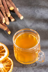 Licorice tea - Glycyrrhiza glabra. Lemon