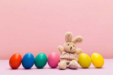 easter eggs on colour background