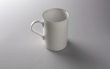 White mug on white background