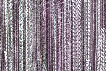 Texture of shiny silver lilac fabric. Sparkles, lurex. Pink lines, festive party style. Photo for design, prints, patterns, fabric, textile, scrapbooking, ideas