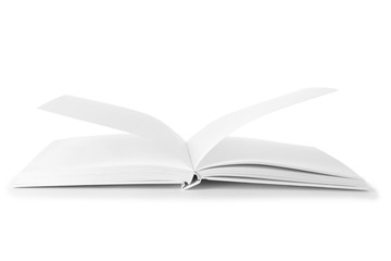 Open book on white background