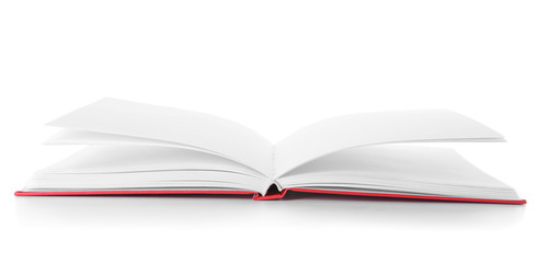 Open book on white background