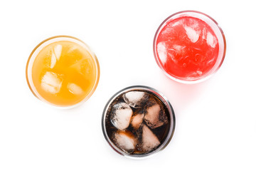 Soft drinks for summer isolated on white background