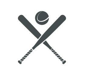 Modern baseball bat and baseball cross icon vector 
