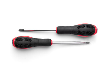 Red impact screwdriver isolated on white background.