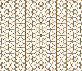 Seamless pattern based on Japanese geometric ornament .Golden color lines.