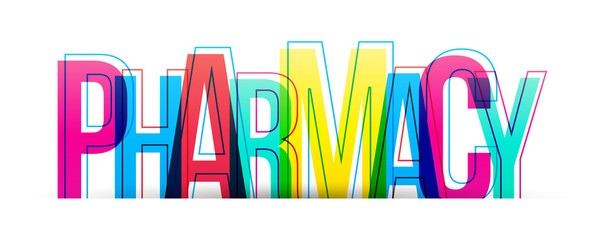 Pharmacy colorful word isolated on a white background