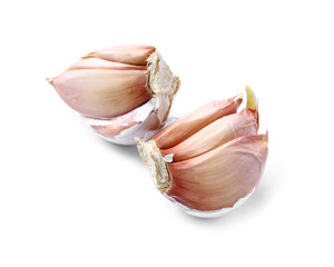 Fresh garlic on white background