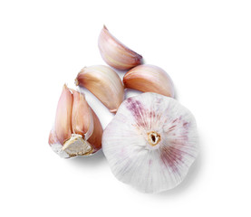 Fresh garlic on white background