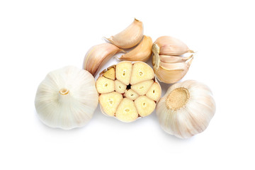 Fresh garlic on white background