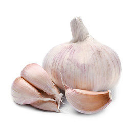Fresh garlic on white background