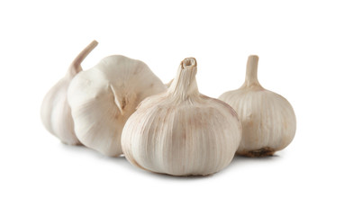 Fresh garlic on white background