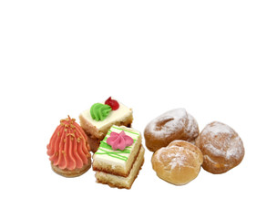 Isolated pastry with cream and sugar dust