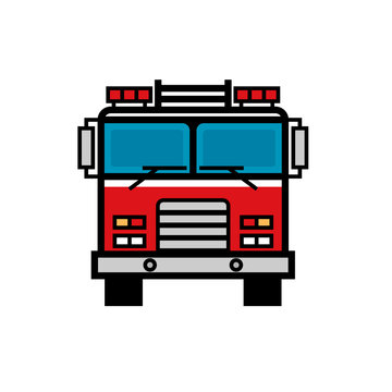 Firetruck front view filled outline icon. Clipart image isolated on white background