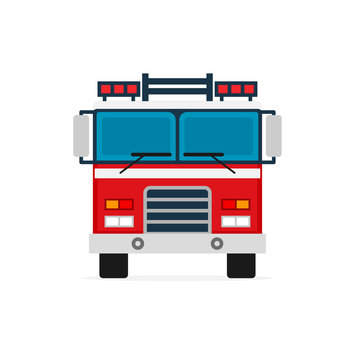 Firetruck front view icon. Clipart image isolated on white background