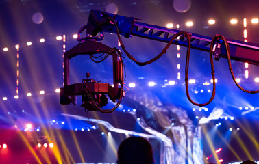 Telescopic crane with a video camera attached.