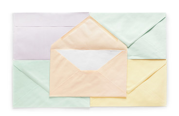 Paper envelopes on white background