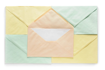 Paper envelopes on white background