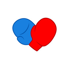 Boxing gloves heart icon. Clipart image isolated on white background