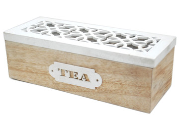 wooden tea box on the white background