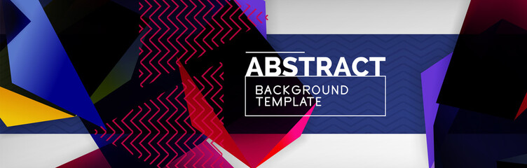 Dark color geometric abstract background, 3d shapes