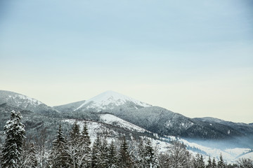 Fototapeta na wymiar Beautiful landscape with mountains on winter day