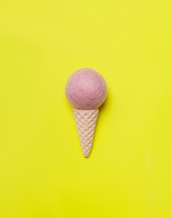 Ice cream on pastel colorful background. Minimal summer concept. Flat lay.