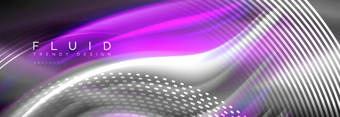 Fluid colors mixing glowing neon wave background, holographic texture