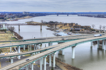 View of Bridge over Mississippi River at Memphis, Tennessee