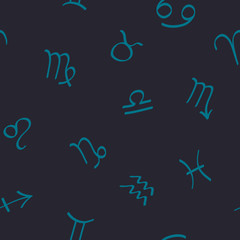 Seamless pattern with drawing zodiac signs for your design