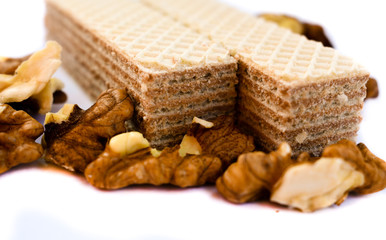 wafer,food,walnuts,dessert,waffle,isolated,sweet.