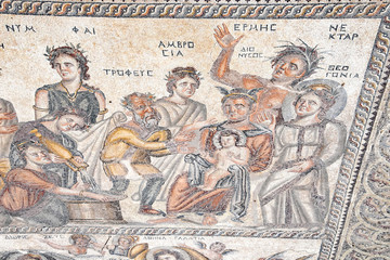 Tile mosaic in a 4th century villa at Kato Pafos