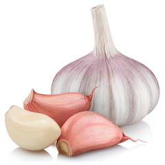 Fresh garlic with cloves, isolated on white background
