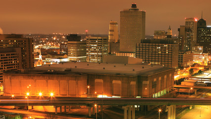 Fototapeta na wymiar Memphis, Tennessee skyline after dark