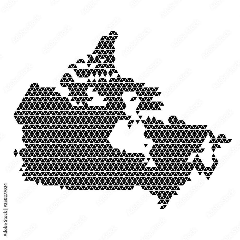 Poster canada map abstract schematic from black triangles repeating pattern geometric background with nodes