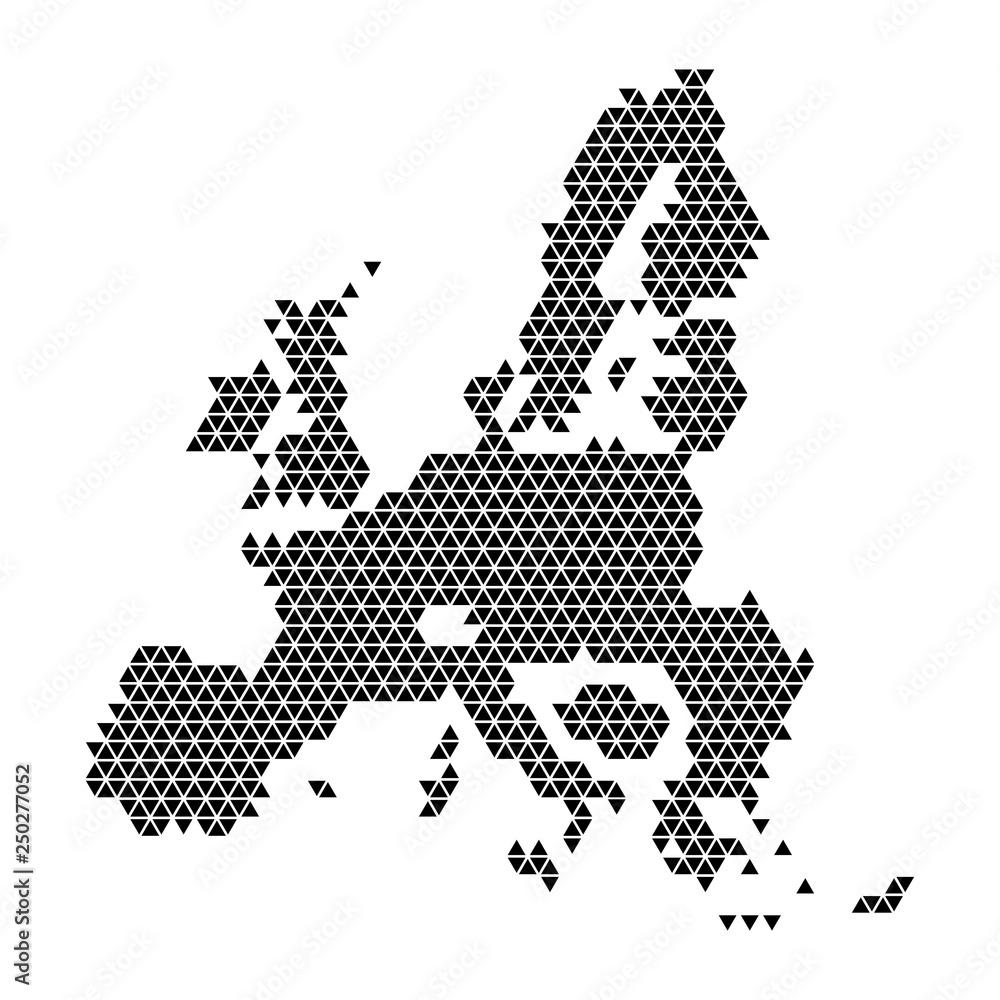 Poster european union map abstract schematic from black triangles repeating pattern geometric background wi
