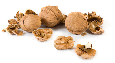 isolated image of walnuts close up