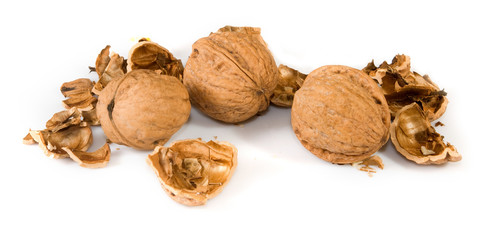 isolated image of walnuts close up